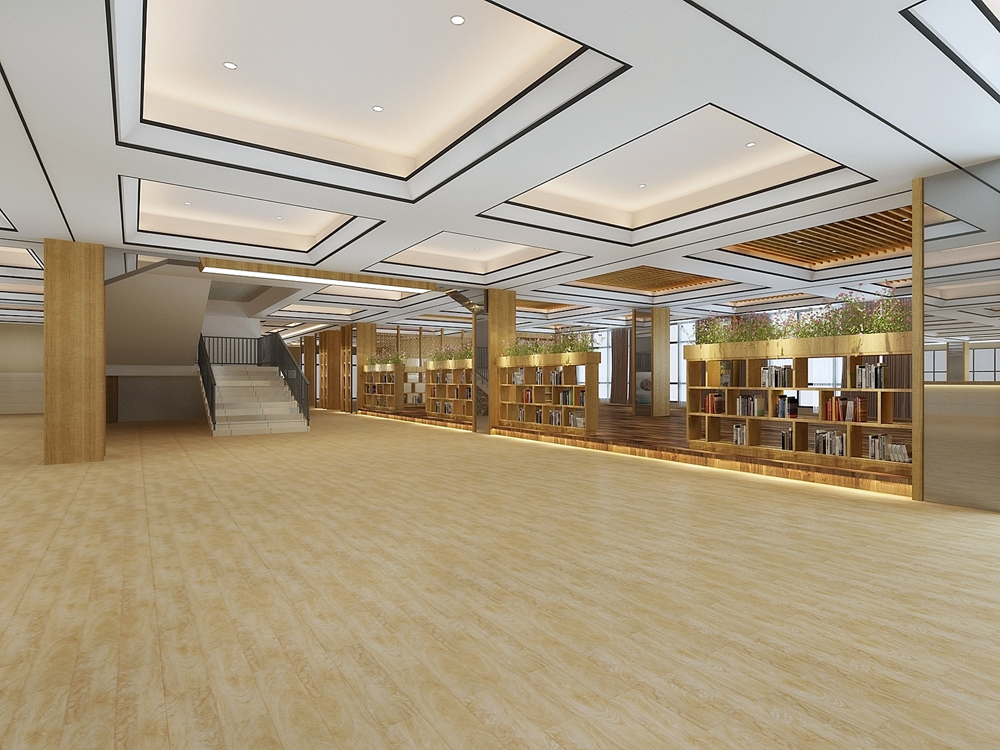 合肥45中内部图书馆装修设计案例(图3)