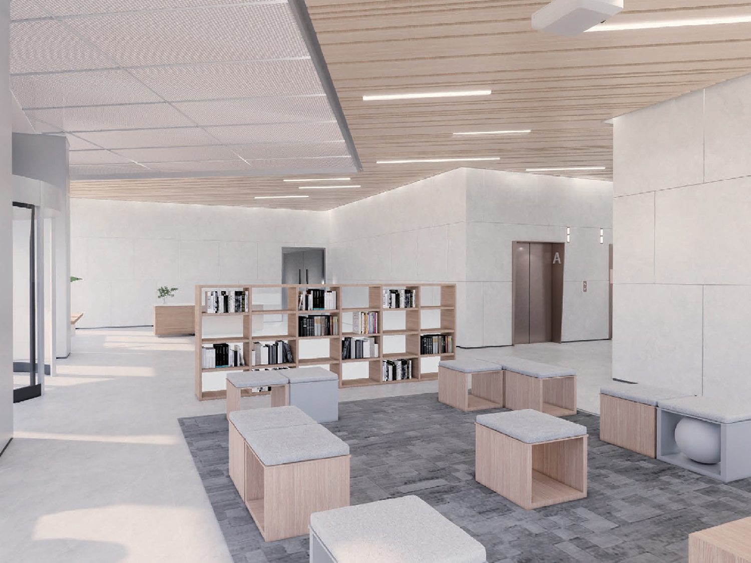 合肥尚喜E栋办公楼接待大厅装修设计案例(图4)