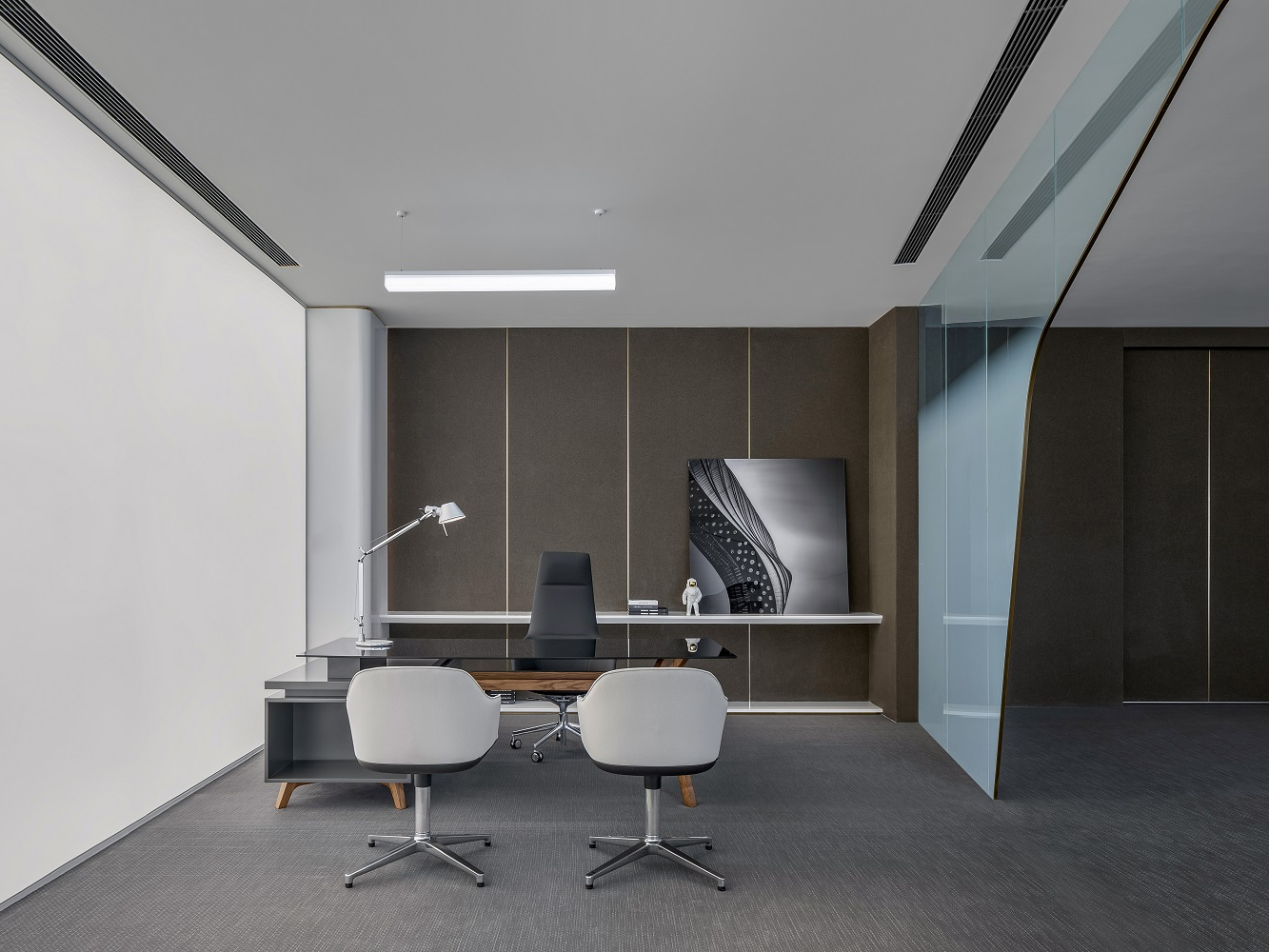 新站区2000平现代极简风高端办公室装修设计项目(图2)