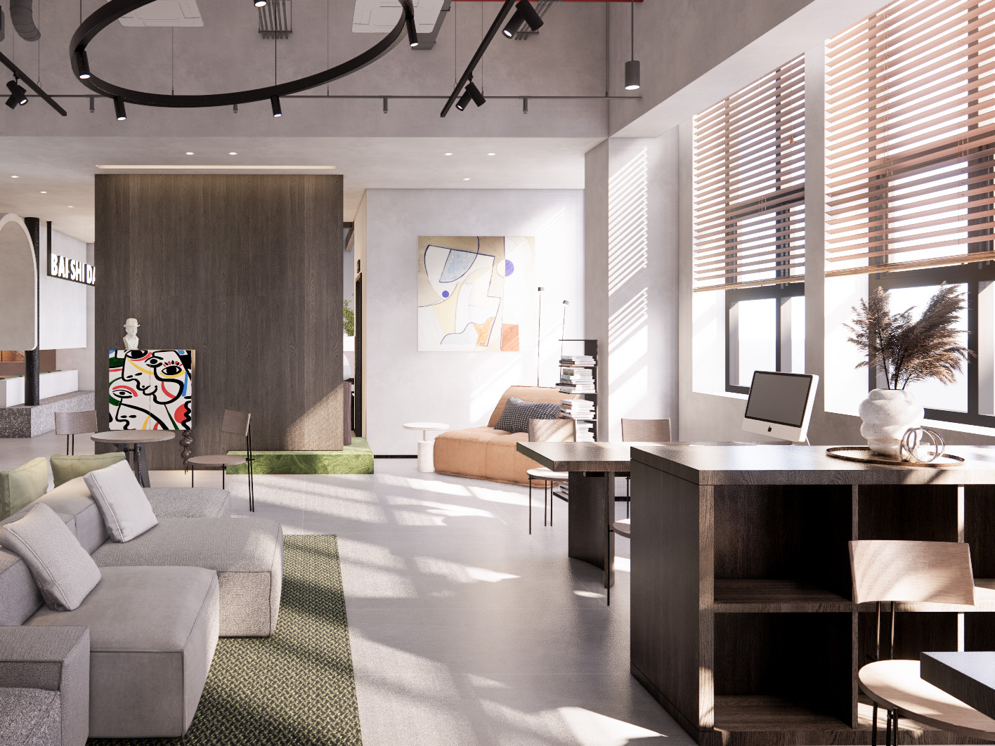 合肥瑶海500平现代侘寂风小型工作室办公室装修设计(图1)