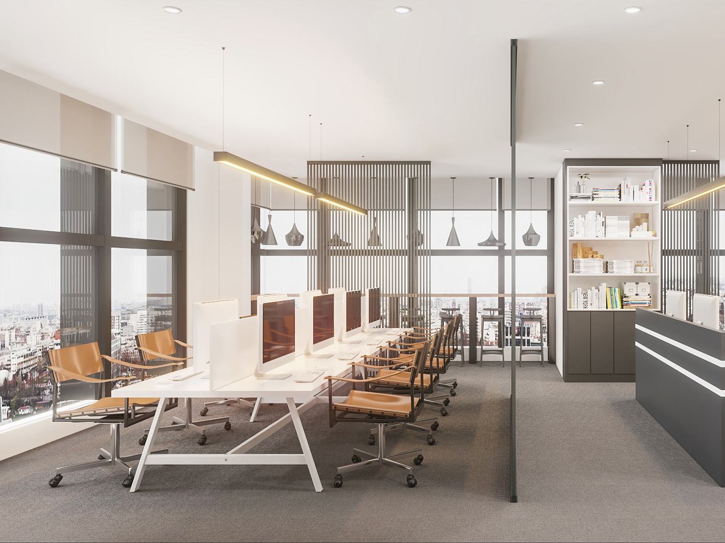 合肥政务区现代轻奢挑高 双层办公室装修设计项目(图2)