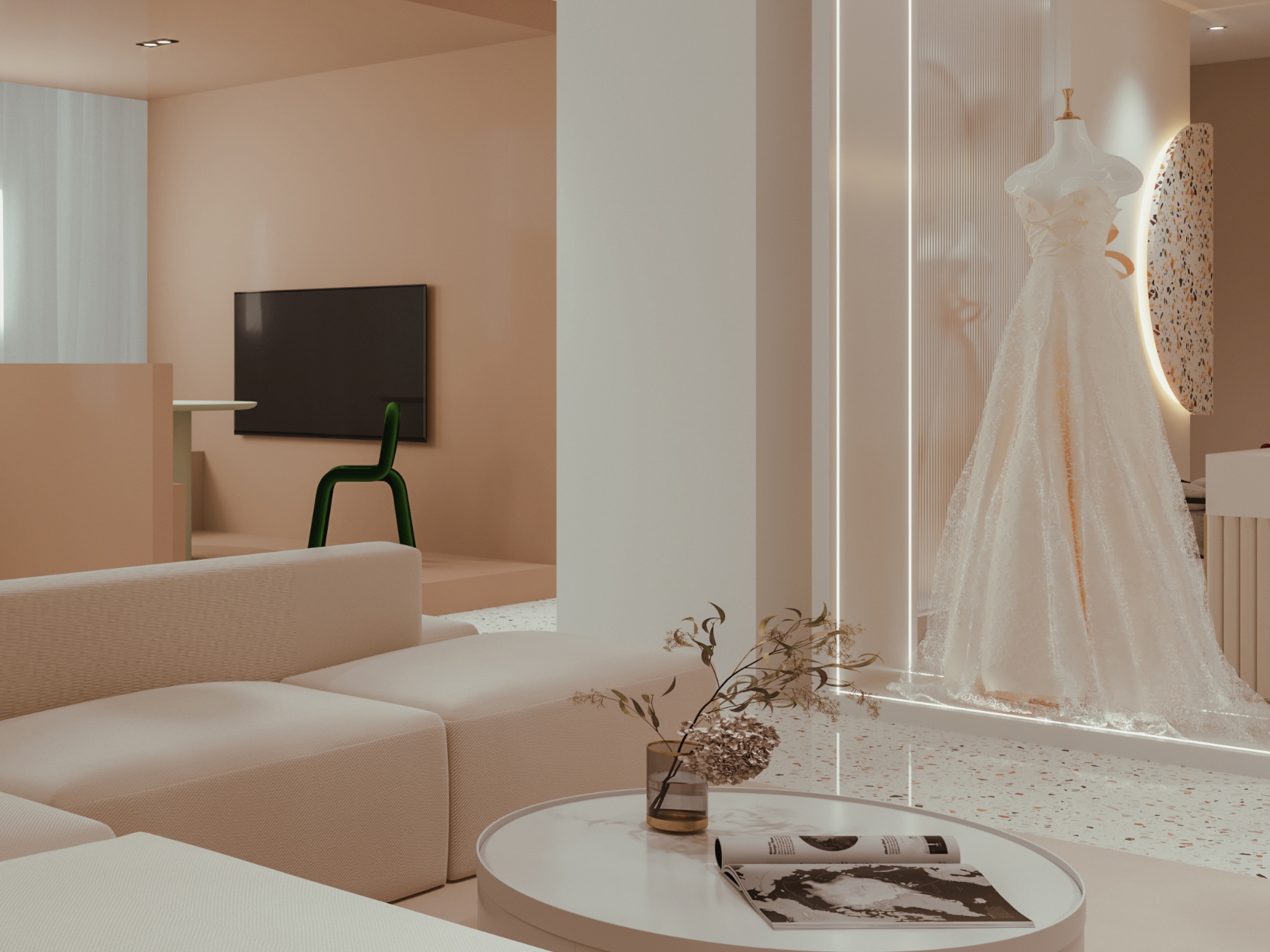 合肥高新区500平奶油风轻奢婚纱摄影工作室装修设计项目(图3)