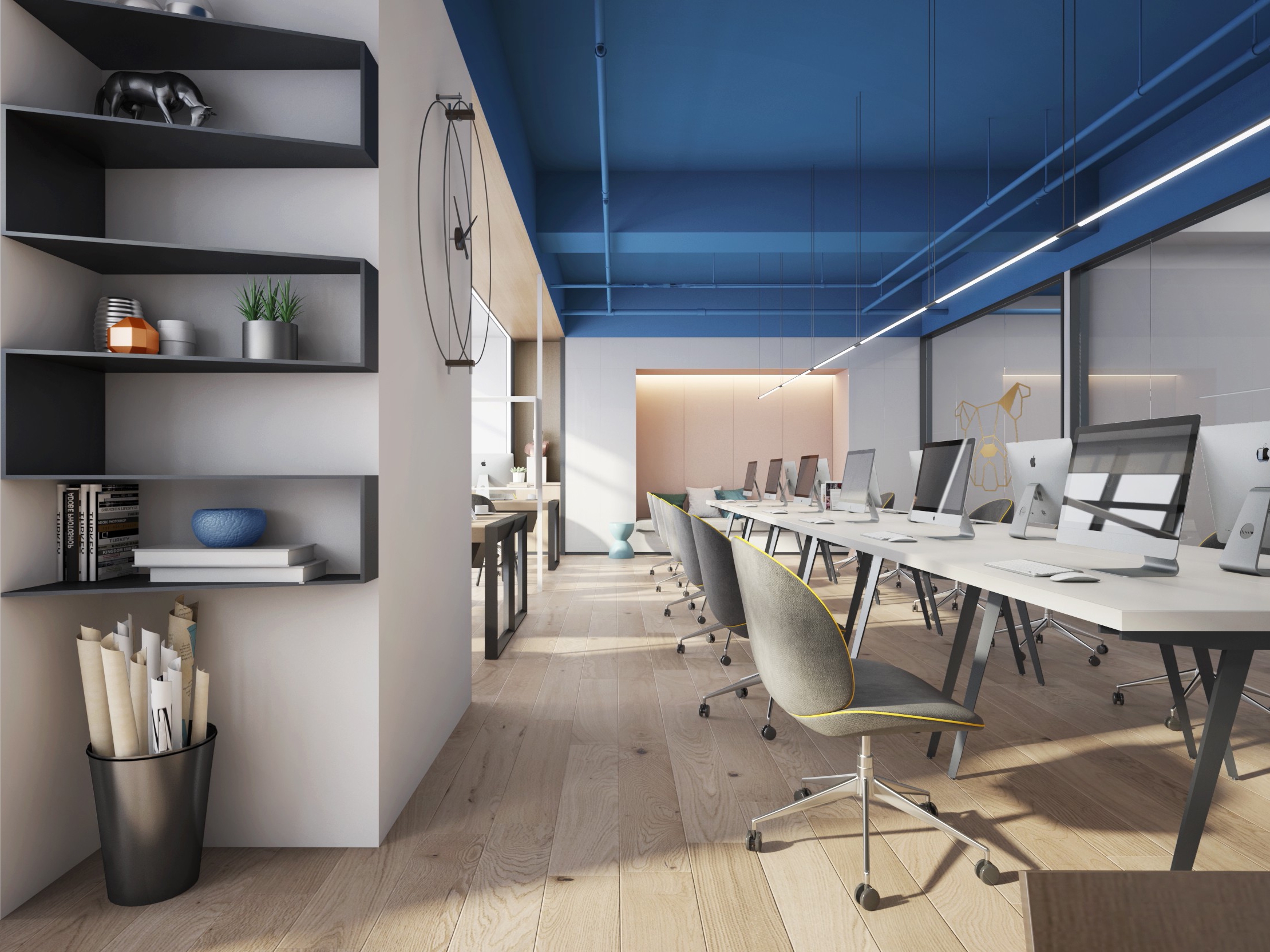 合肥经开区1000平“蓝调”现代简约风办公室装修设计(图1)