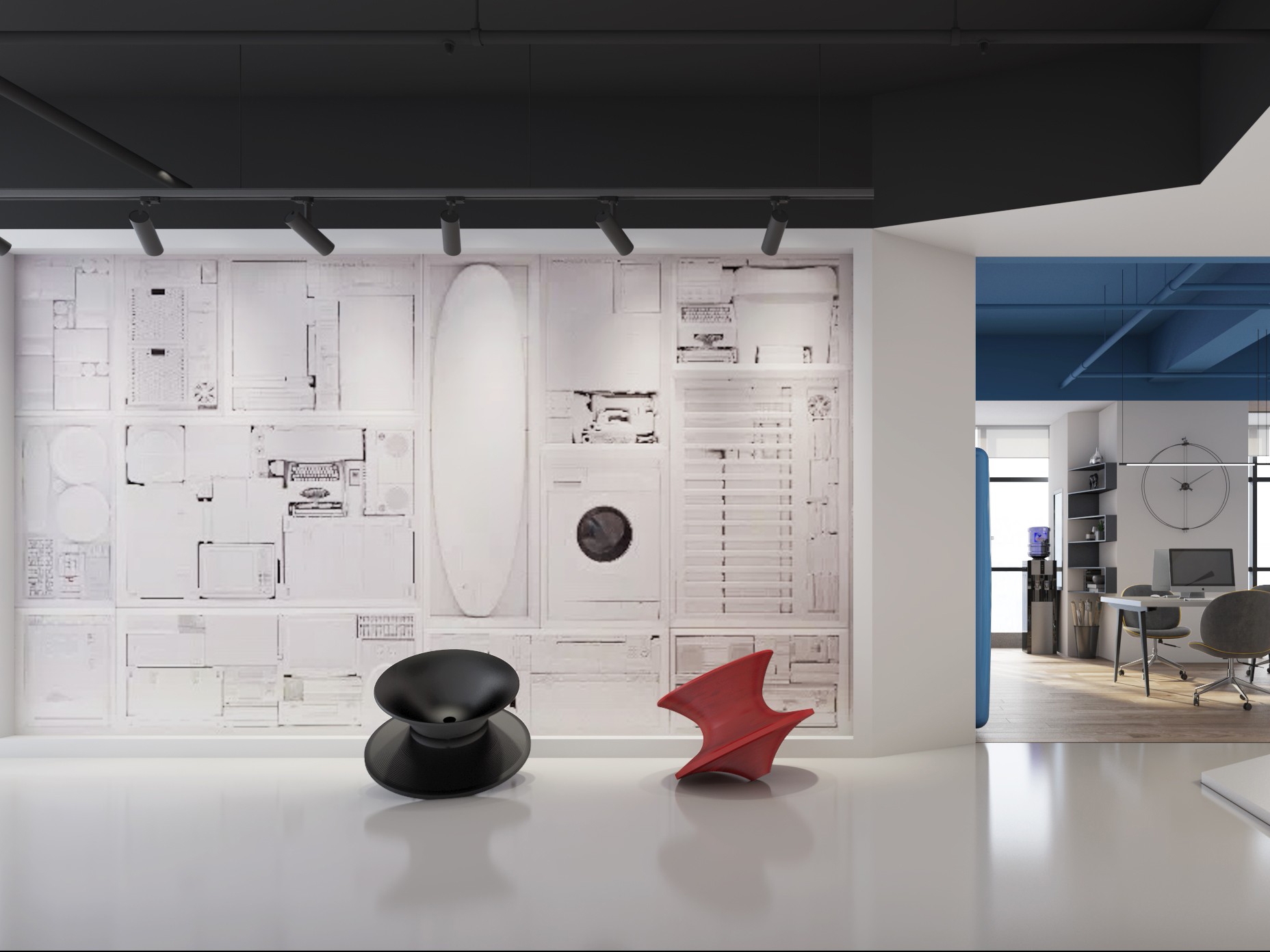 合肥经开区1000平“蓝调”现代简约风办公室装修设计(图3)