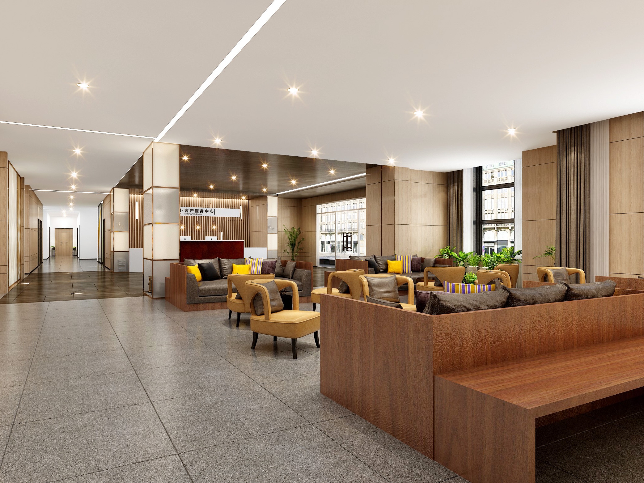芜湖2000平企业物业接待区及办公楼工装装修设计方案(图2)