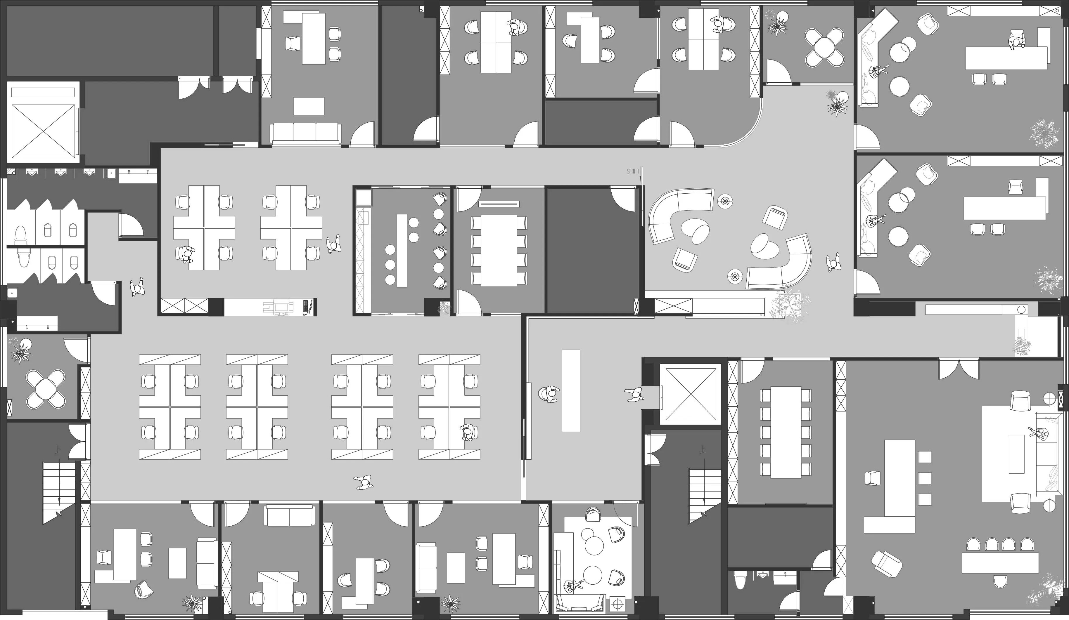 合肥工业产业园整层1900平办公室装修设计工装案例(图1) 合肥工业产业园整层1900平办公室装修设计工装案例(图1)
